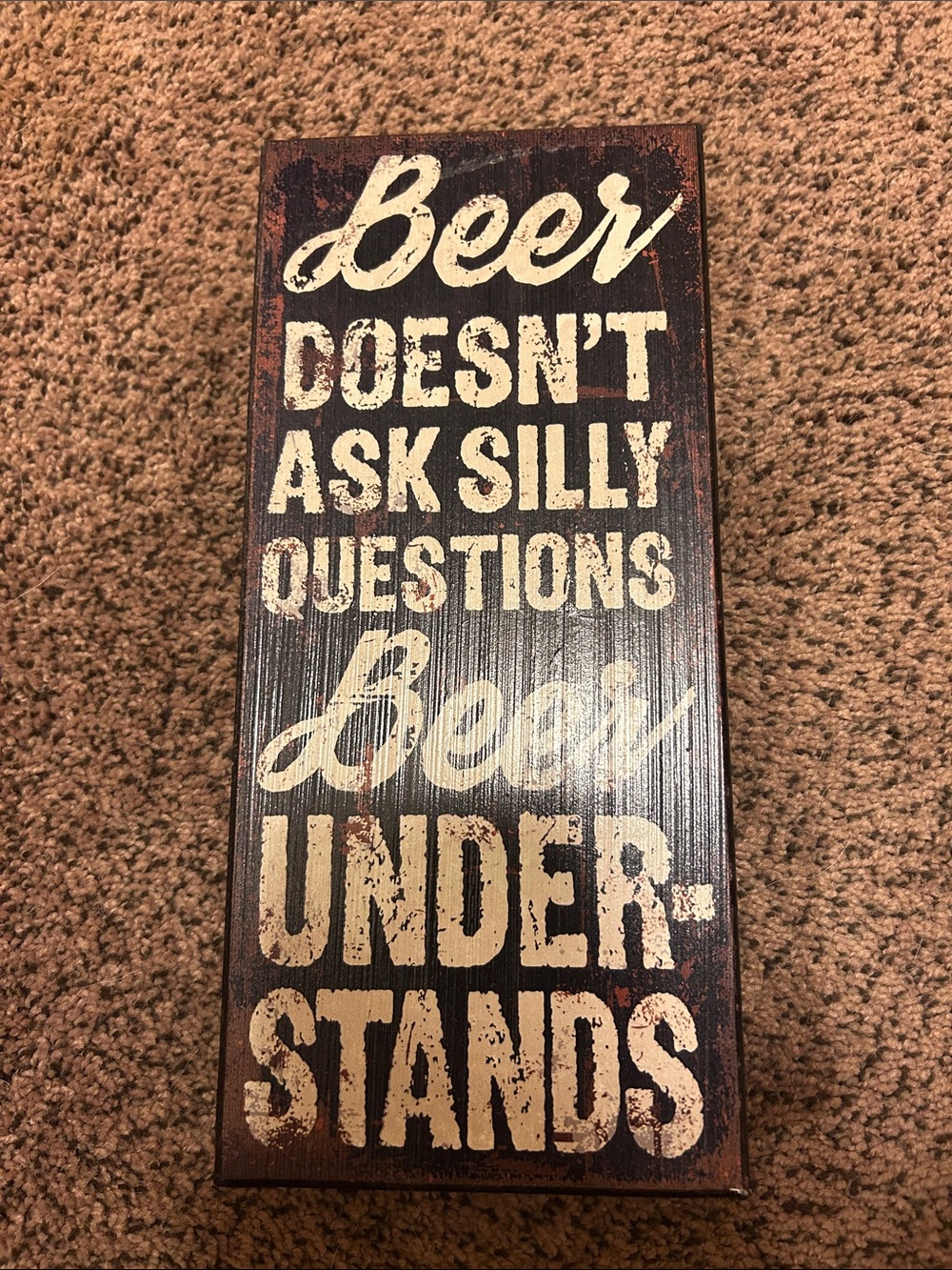 Beer Wall Sign with Cream Lettering